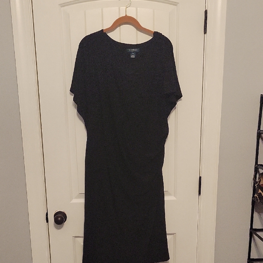 Lauren Ralph Lauren Black Sheath Midi Dress with Dolman Sleeves